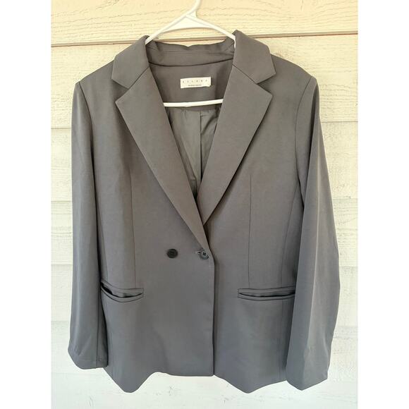 Exlura Gray Blazer Women’s Size M Tailored Double Button Career Office Jacket - Picture 2 of 4